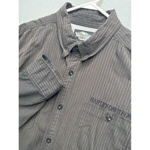 Harley Davidson Button Up Mens 3XL Black Pinstripe Embroidered Logo 96792-13VM